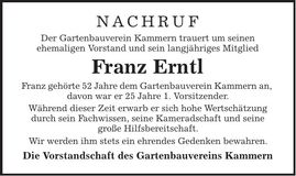 Traueranzeige Franz Erntl