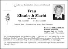 Traueranzeige Elisabeth Macht