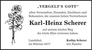 Traueranzeige Karl-Heinz Scherer