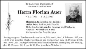 Traueranzeige Florian Auer