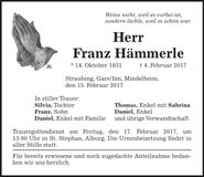 Traueranzeige Franz Hämmerle
