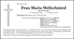 Traueranzeige Maria Wellschmied