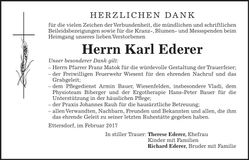 Traueranzeige Karl Ederer senior