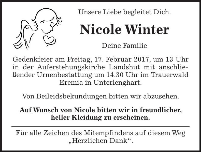 Traueranzeige Nicole Winter