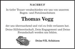 Traueranzeige Thomas Vogg