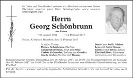 Traueranzeige Georg Schönbrunn