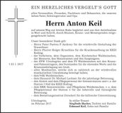 Traueranzeige Anton Keil