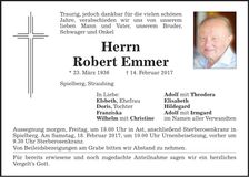 Traueranzeige Robert Emmer