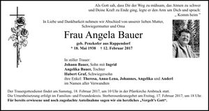 Traueranzeige Bauer Angela
