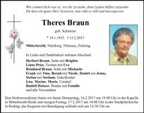 Traueranzeige Theres Braun