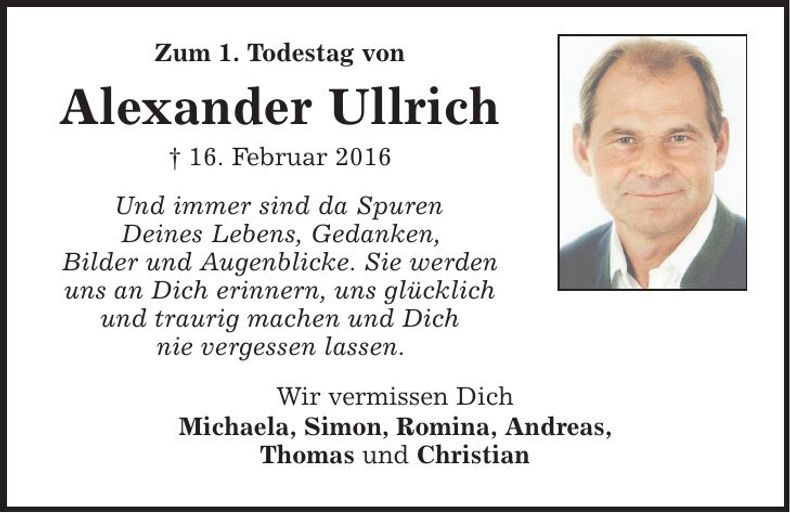 Traueranzeige Alexander Ullrich