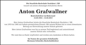 Traueranzeige Anton Grafwallner