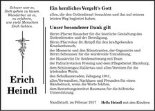 Traueranzeige Erich Heindl