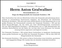 Traueranzeige Anton Grafwallner