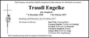 Traueranzeige Traudl Engelke