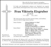 Traueranzeige Viktoria Eisgruber