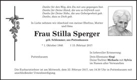 Traueranzeige Stilla Sperger