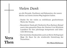 Traueranzeige Vera Then