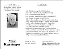 Traueranzeige Max Kussinger