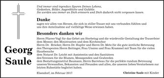 Traueranzeige Saule Georg