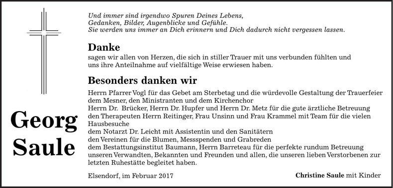Traueranzeige Saule Georg