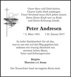 Traueranzeige Peter Andresen