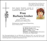 Traueranzeige Barbara Gruber
