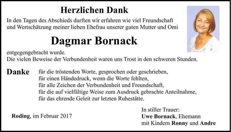 Traueranzeige Dagmar Bornack