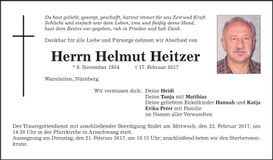 Traueranzeige Helmut Heitzer