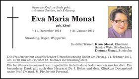 Traueranzeige Eva Maria Monat
