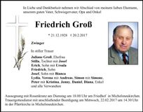 Traueranzeige Friedrich Groß