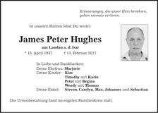 Traueranzeige James Peter Hughes
