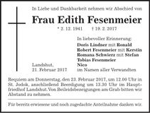 Traueranzeige Edith Fesenmeier