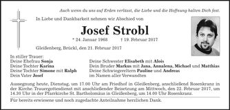 Traueranzeige Josef Strobl