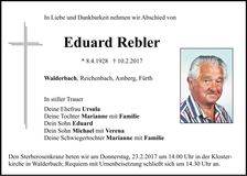 Traueranzeige Eduard Rebler