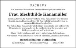 Traueranzeige Mechthilde Kanamüller