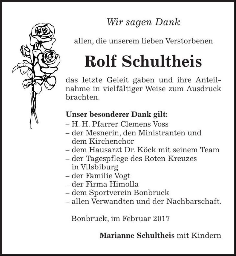Traueranzeige Rolf Schultheis