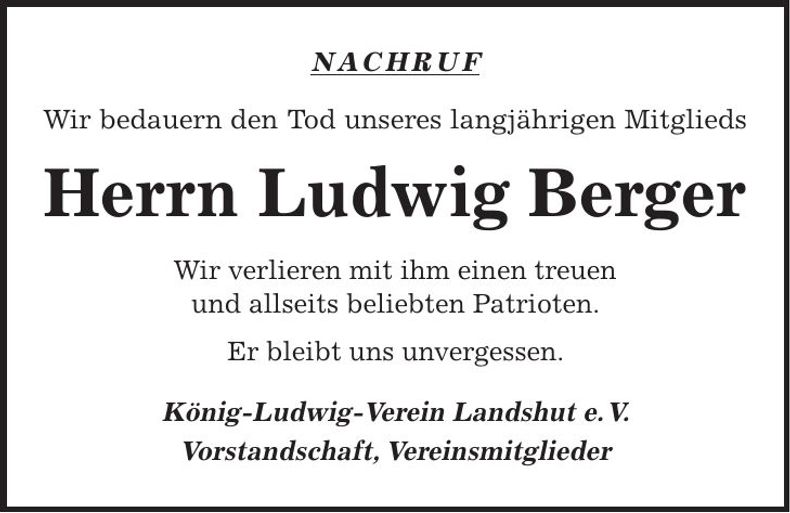 Traueranzeige Ludwig Berger