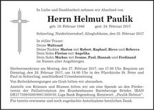 Traueranzeige Helmut Paulik
