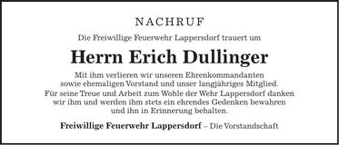 Traueranzeige Erich Dullinger