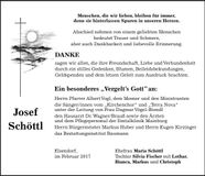 Traueranzeige Josef Schöttl