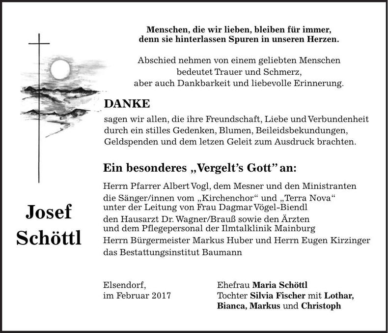 Traueranzeige Josef Schöttl
