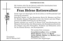 Traueranzeige Helene Rottenwallner