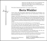 Traueranzeige Berta Winkler