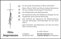 Traueranzeige Otto Angermann