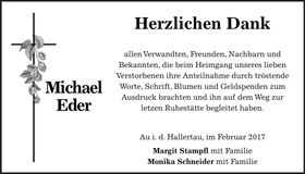 Traueranzeige Michael Eder
