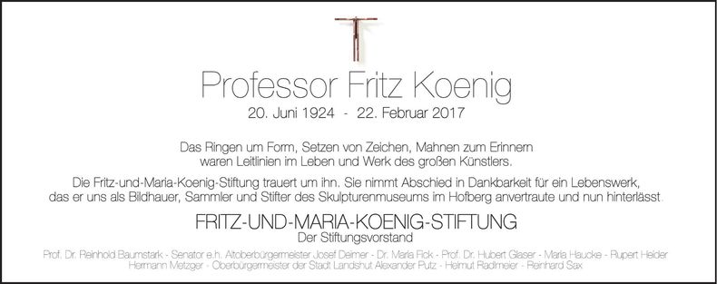Traueranzeige Fritz König