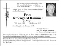 Traueranzeige Irmengard Rammel