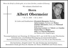 Traueranzeige Albert Obermeier