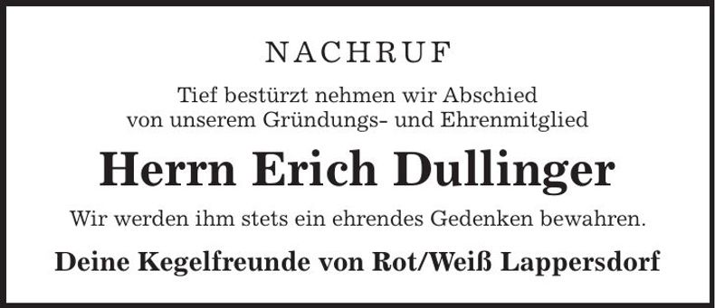 Traueranzeige Erich Dullinger